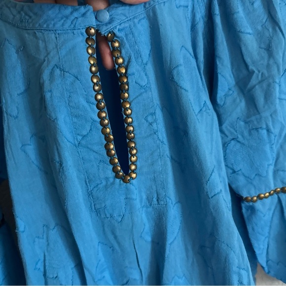 Vix Paula Hermanny Womens Cover Up Tunic  Sz M Cotton Boho Fairy Belted  Blue - Picture 6 of 14